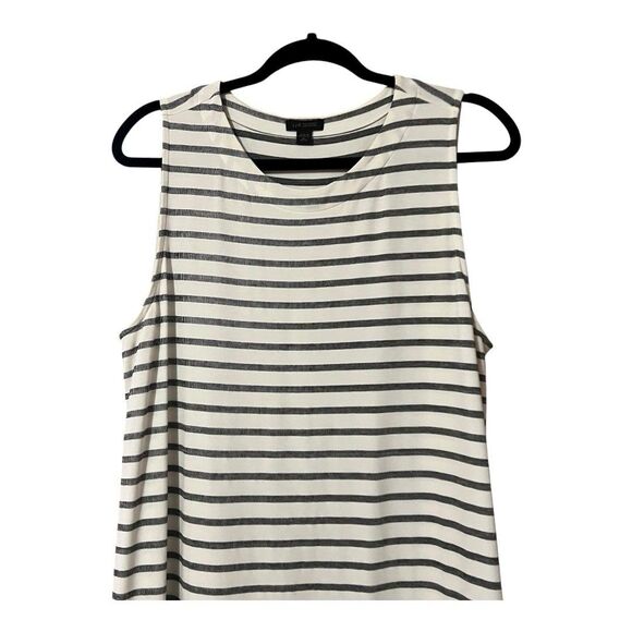 J. Jill Wearever Collection Womens Size XL Petite White Black Stripe Shift Dress - Picture 2 of 4